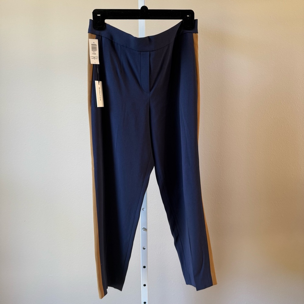Babaton Navy Ankle Pants with Tan Side Stripe
